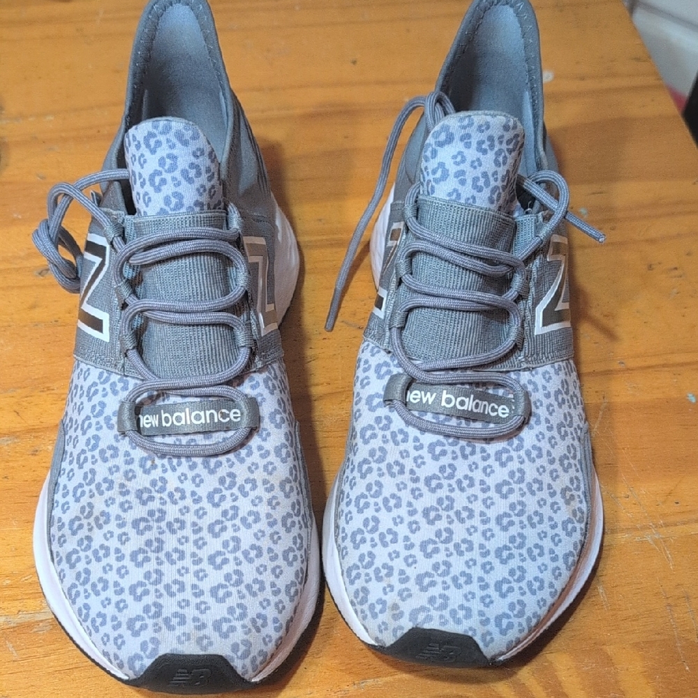 New Balance Gray Leopard Athletic Shoes